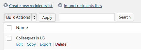 Managing recipients lists